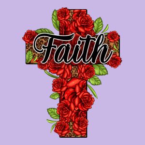Faith Floral Cross Heavy Core Tee Designed By Nancycooperartshop