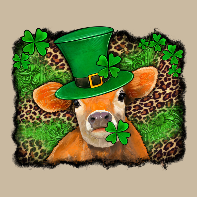 St Patricks Orange Cow With Leopard Background Long Sleeve Tee by Jasminsmagicworld | Teevron