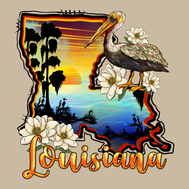 Louisiana  Sunset Map Magnolia Long Sleeve Tee by BarkalooDesign | Teevron