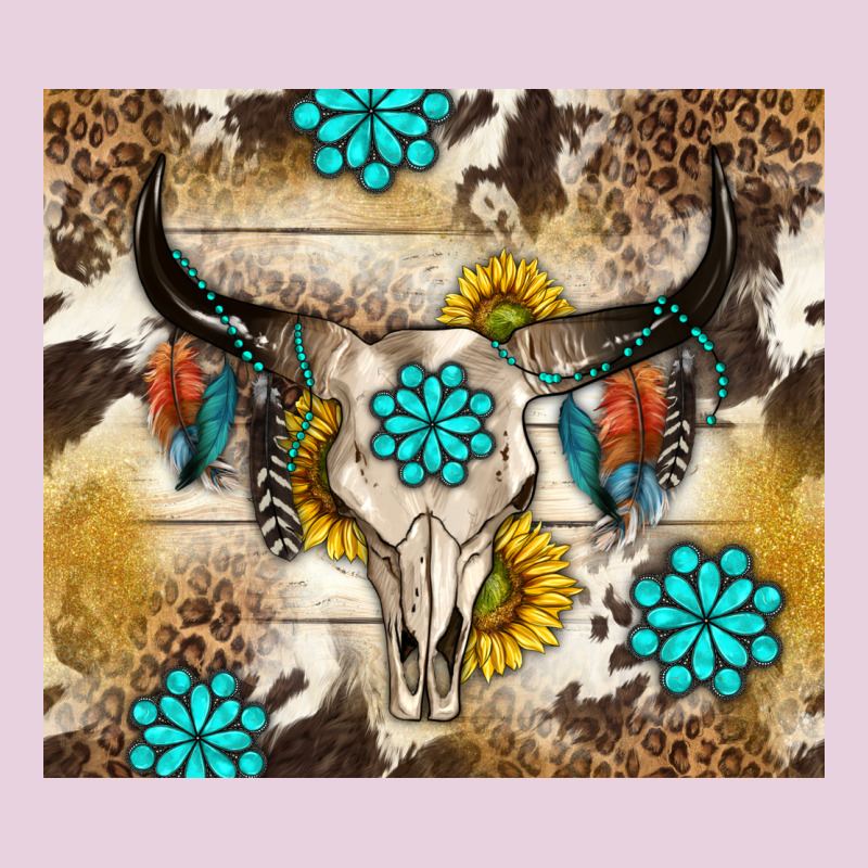 Cowhide Leopard Bull Skull Gemstone Ladies Tee by NancyCooperArtShop | Teevron