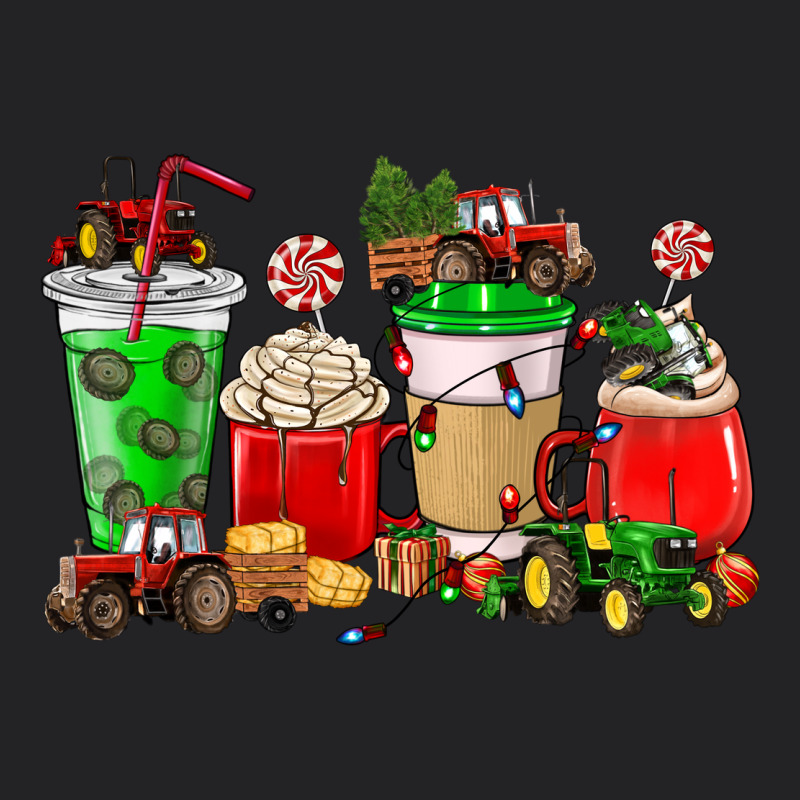 Christmas Tractor Coffee Cup Vintage Tee by NancyCooperArtShop | Teevron
