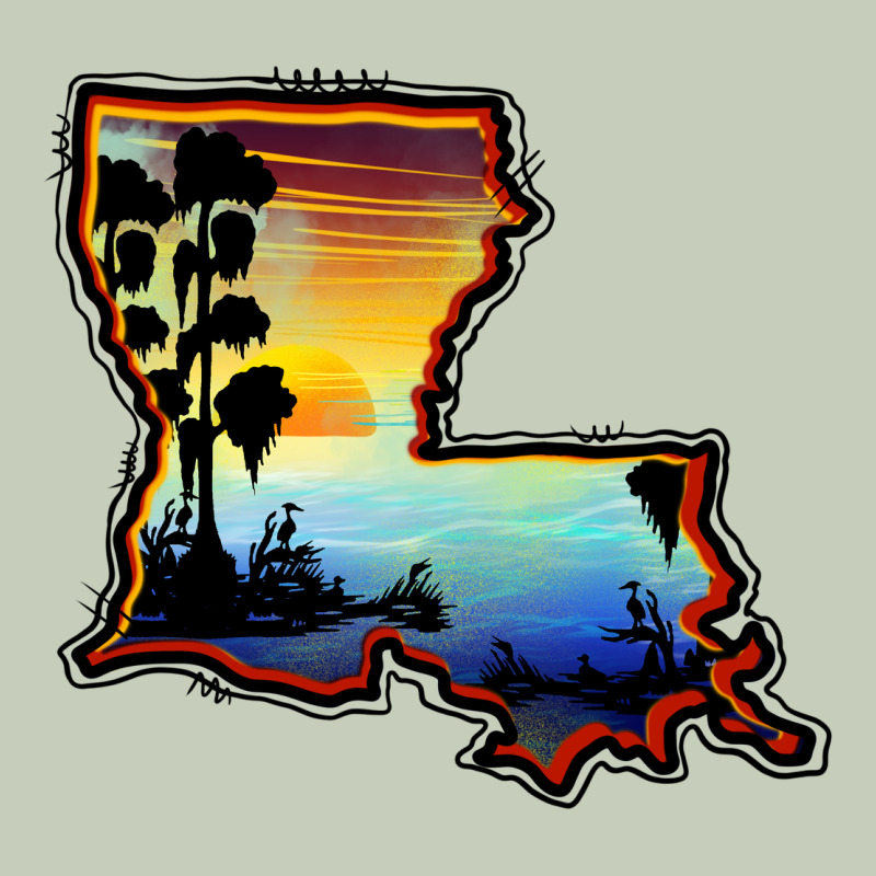 Louisiana  Sunset Map Long Sleeve Tee by BarkalooDesign | Teevron