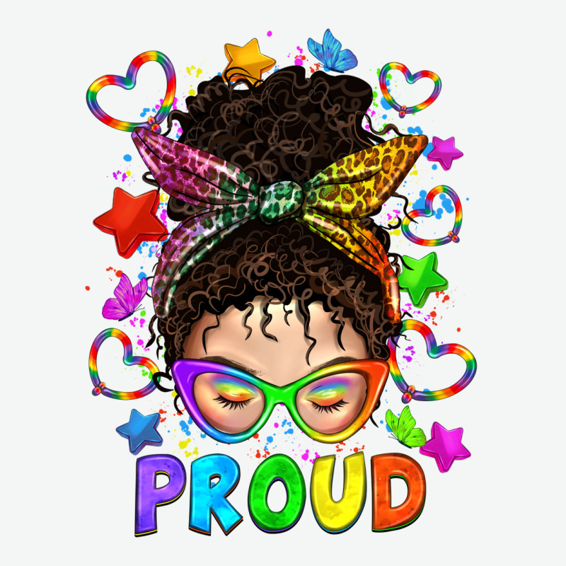 Lgbtq+ Messy Bun With Colorful Stars Urban Heavy Tee by BundleAndBundleShop | Teevron