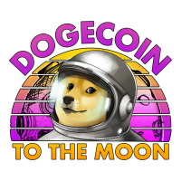 doge coin to the moon 80's retro sunset | Teevron