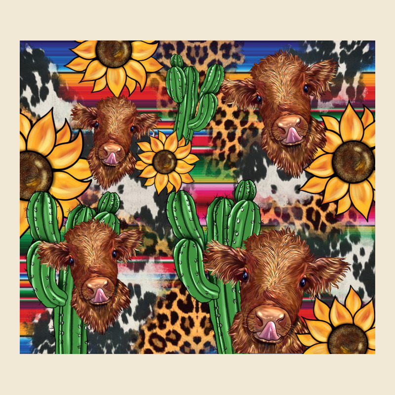 Western Cactus Sunflower Highlands Cow Premium Tee by BarkalooDesign | Teevron