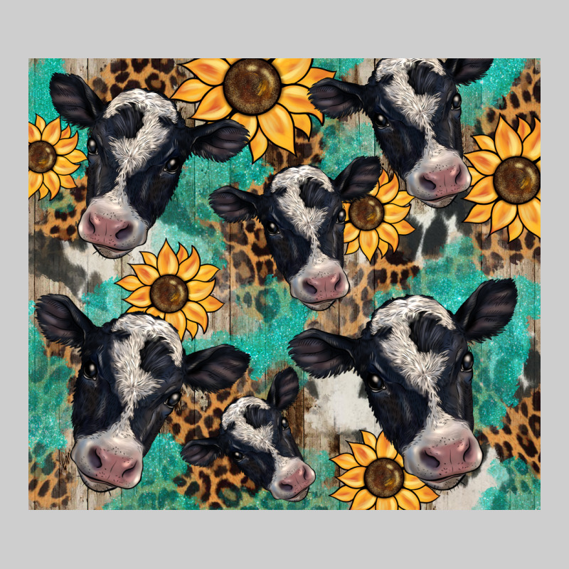 Western Leopard Sunflower Black And White  Cow Premium Tee by BarkalooDesign | Teevron