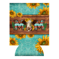 mom hereford cattle sunflowers on tooled leather regular can cooler | Teevron