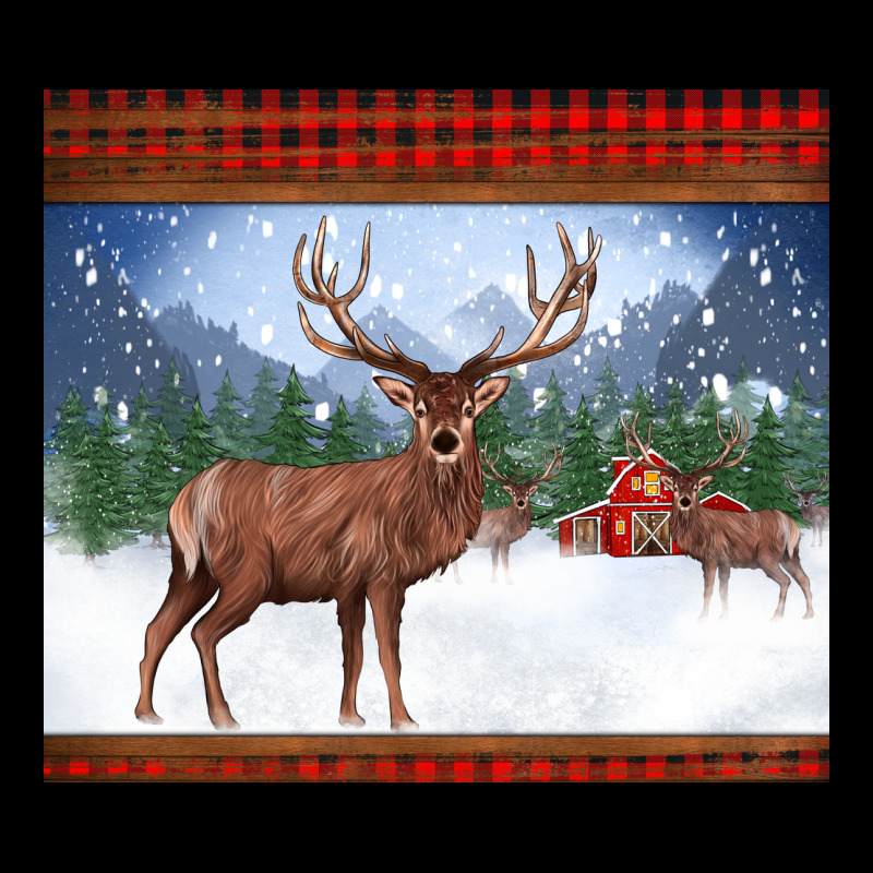 Christmas Reindeer Red Barn Country Farm Christmas Premium Tee by BarkalooDesign | Teevron