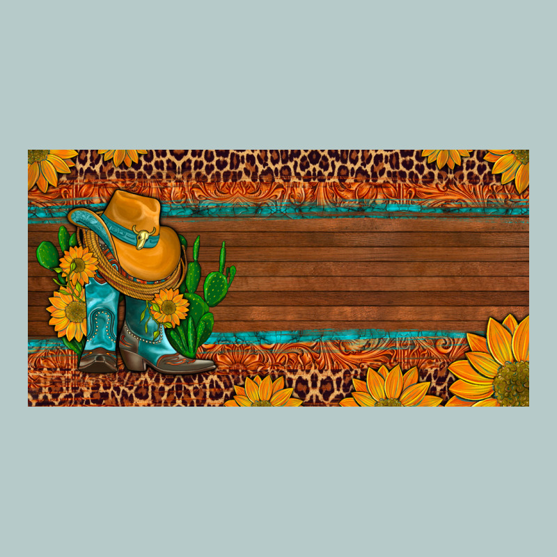 Custom Cowboy Boots Sunflowers And Cactus License Plate Heavy Core Tee by Artiststas | Teevron