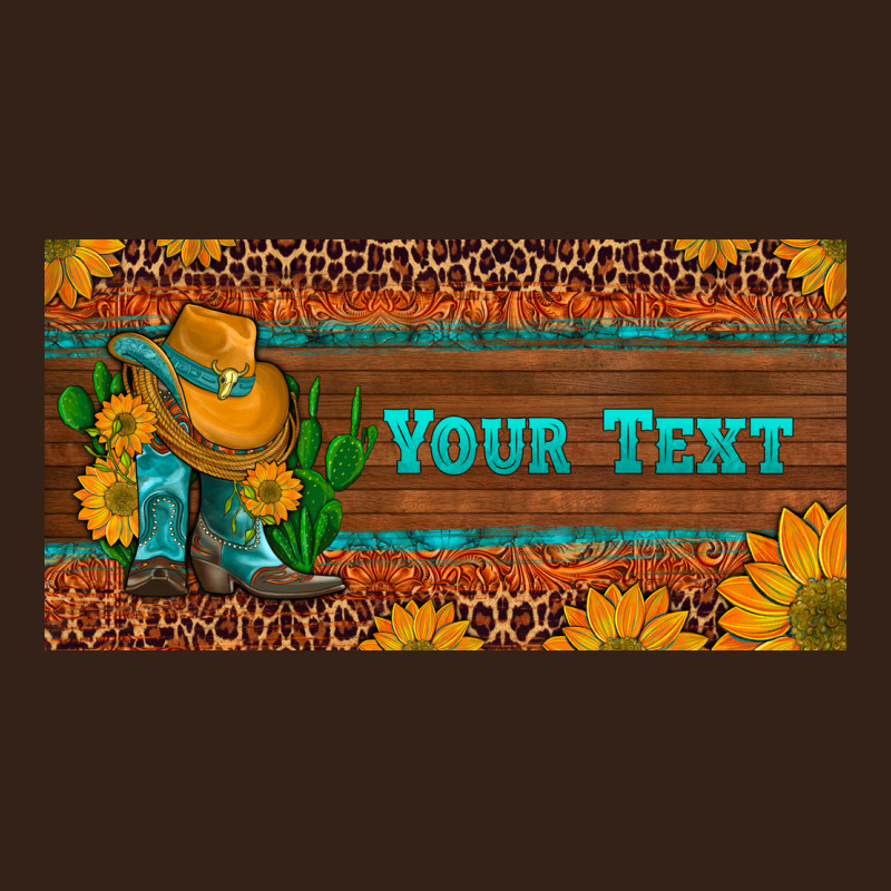 Preview Custom Cowboy Boots Sunflowers And Cactus License Plate Heavy Core Tee by Artiststas | Teevron