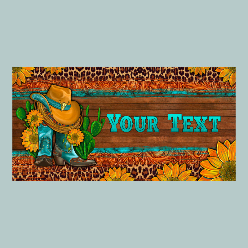 (preview)custom Cowboy Boots Sunflowers And Cactus License Plate Heavy Core Tee by Artiststas | Teevron