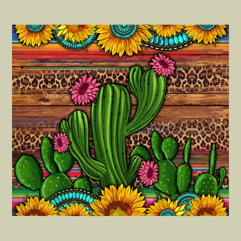 Sunflowers Turquoise Serape Cactus Tumbler Heavy Core Tee by Artiststas | Teevron