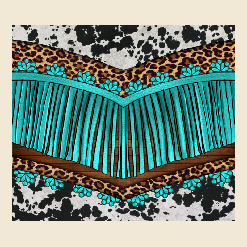 Western Cowhide Leopard Turquoise Fringed Premium Tee by BarkalooDesign | Teevron