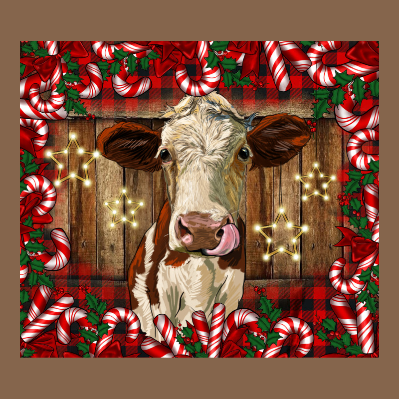 Christmas Heifer With Candy Canes Premium Tee by BarkalooDesign | Teevron