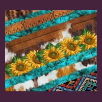 Western Aztec Sunflowers Turquoise Cowhide Premium Tee | Teevron