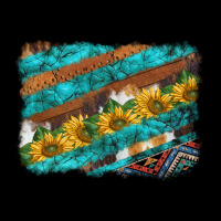 Western Aztec Sunflowers Turquoise Cowhide Background Premium Tee | Teevron