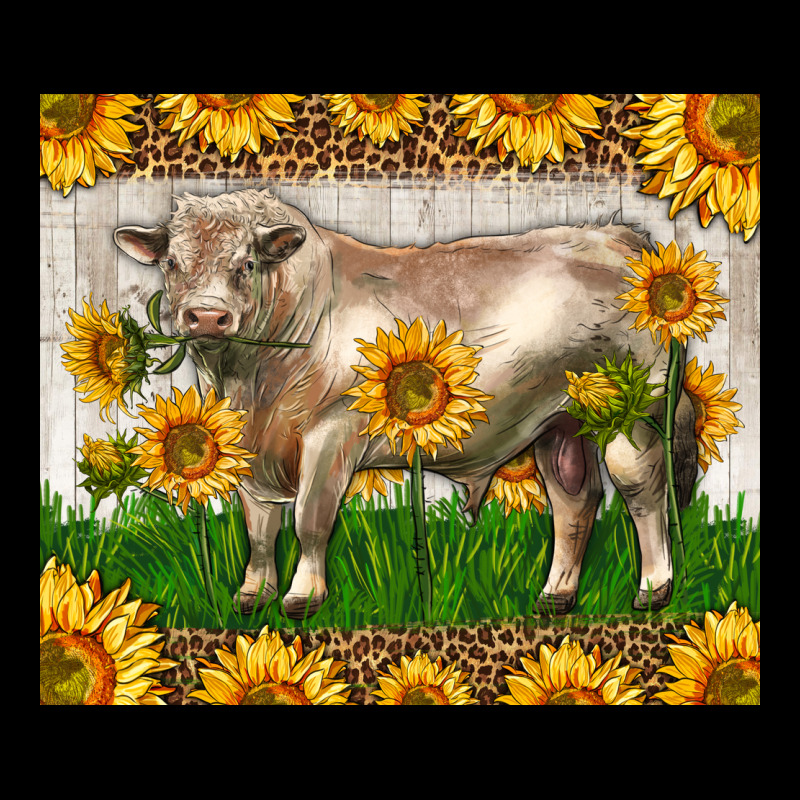 Western Charolais Bull With Sunflowers Premium Tee by LillyAllenDesigns | Teevron