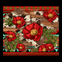Red Flower And Cactus With Cowhide And Aztec Heavy Core Tee | Teevron