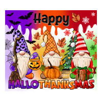 happy hallothanksmas gnomies | Teevron