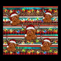 Christmas Turquoise Serape Highland Cow Premium Tee | Teevron
