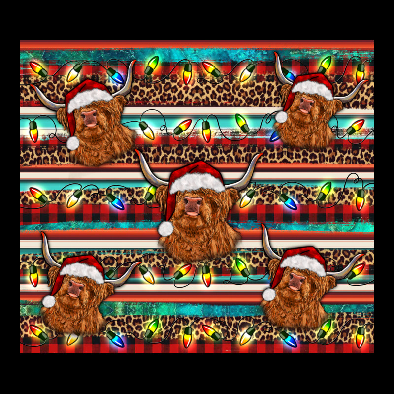 Christmas Turquoise Serape Highland Cow Premium Tee by BarkalooDesign | Teevron