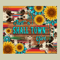 Just A Small Town Girl With Gemstone Sunflower Serape And Cowhide Heavy Core Tee | Teevron
