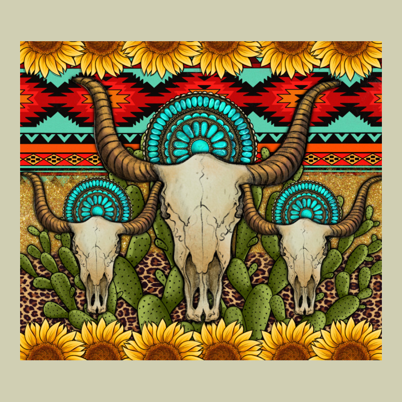 Bull Skulls Gemstones And Cactus With Leopard And Aztec Heavy Core Tee by Artiststas | Teevron