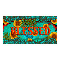 blessed turquoise gemstone cactus and sunflower licanse plate | Teevron