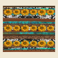 Sunflowers Leopard Cowhide Turquoise Premium Tee | Teevron