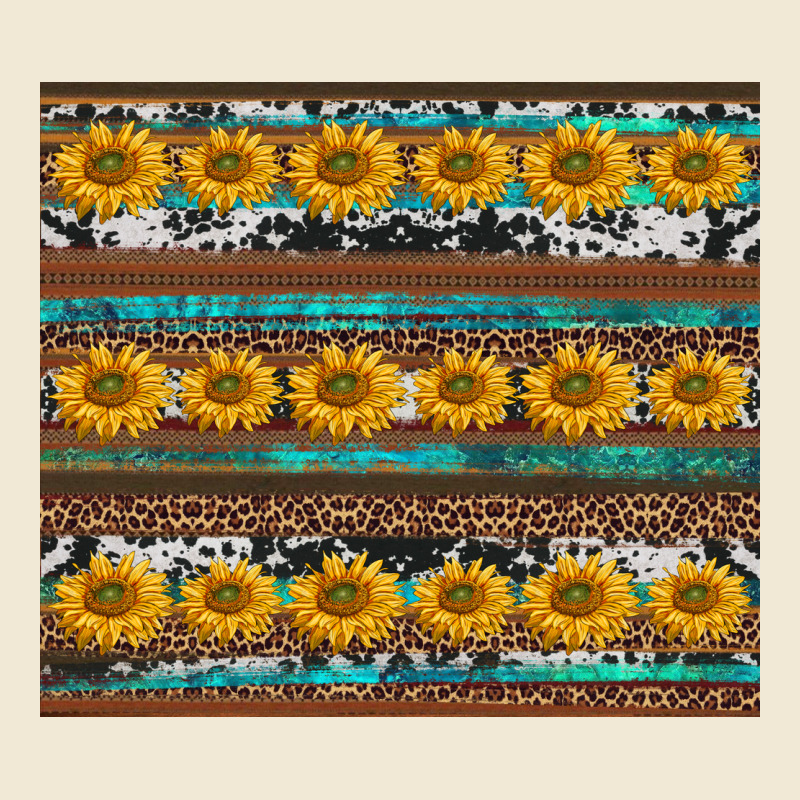 Sunflowers Leopard Cowhide Turquoise Premium Tee by BarkalooDesign | Teevron