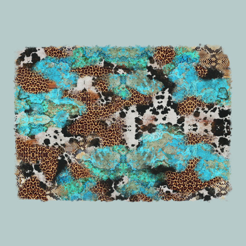 Western Cowhide And Leopard With Turquoise Background Heavy Core Tee by Artiststas | Teevron