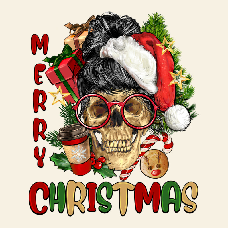 Merry Christmas Skeleton Messy Bun Vintage Tee by NancyCooperArtShop | Teevron