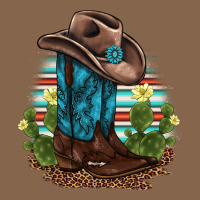Western Boots And Hat Cactus Leopard Serape Pattern Premium Tee | Teevron