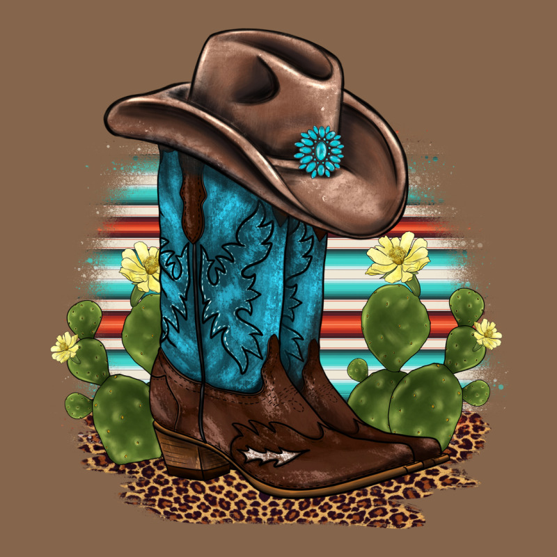 Western Boots And Hat Cactus Leopard Serape Pattern Premium Tee by BarkalooDesign | Teevron