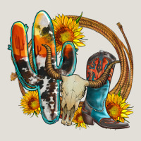 Western Cactus Bullskull And Boots With Sunflowers And Serape Leopard Heavy Core Tee | Teevron