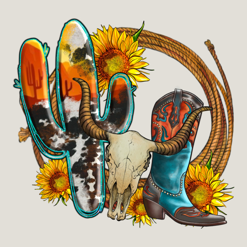 Western Cactus Bullskull And Boots With Sunflowers And Serape Leopard Heavy Core Tee by Artiststas | Teevron