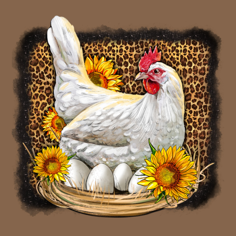 Perched Chicken With Sunflowers Leopard Background Premium Tee by LillyAllenDesigns | Teevron