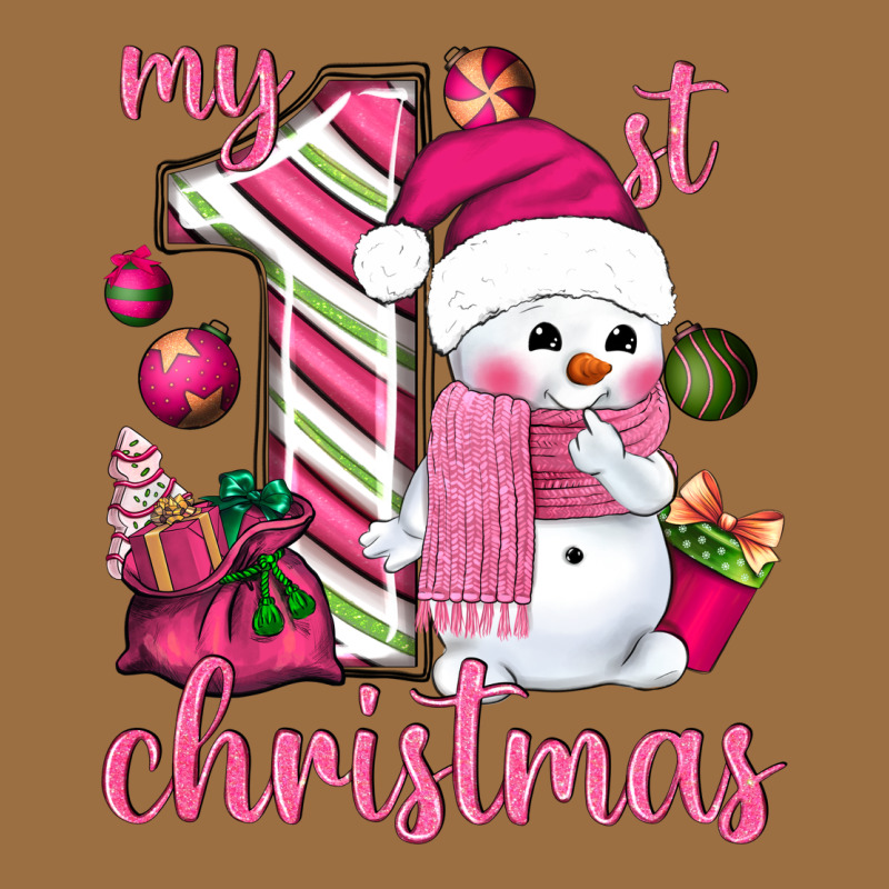My 1st. Pink Christmas With Cute Snowman Vintage Tee by NancyCooperArtShop | Teevron