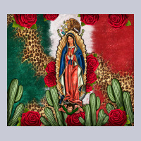 Our Lady Of Guadalupe Mexican Flag Roses Cactus Heavyweight Hoodie | Teevron