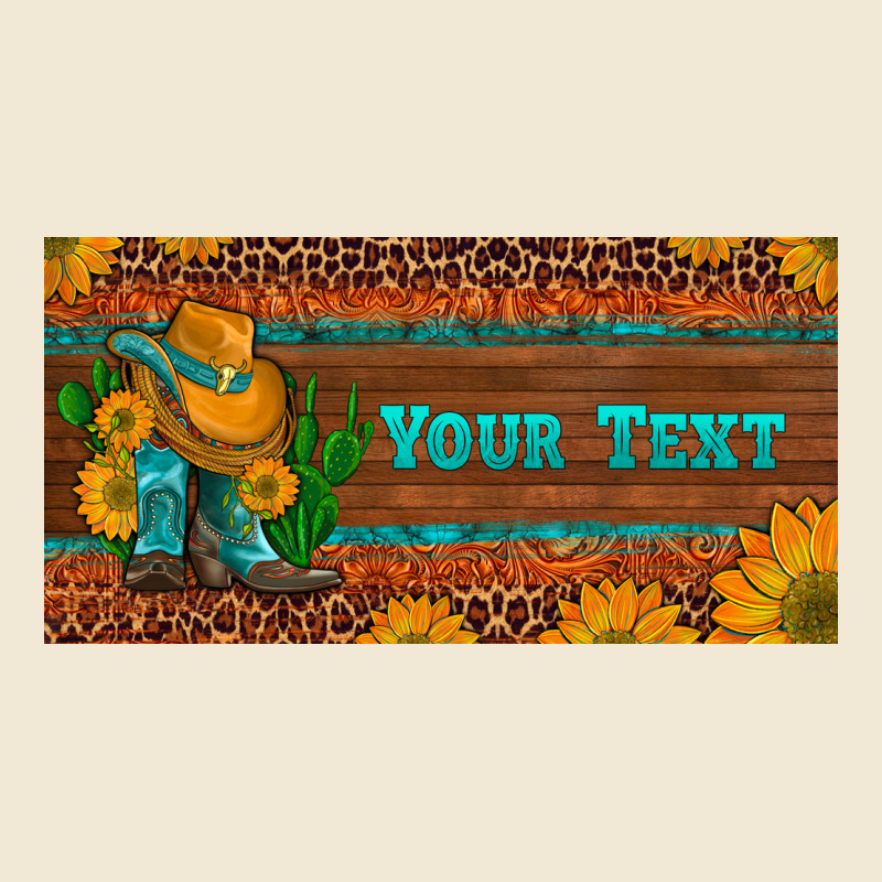 Preview Custom Cowboy Boots Sunflowers And Cactus License Plate Ladies Tee by Artiststas | Teevron