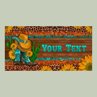 (preview)custom Cowboy Boots Sunflowers And Cactus License Plate Ladies Tee | Teevron
