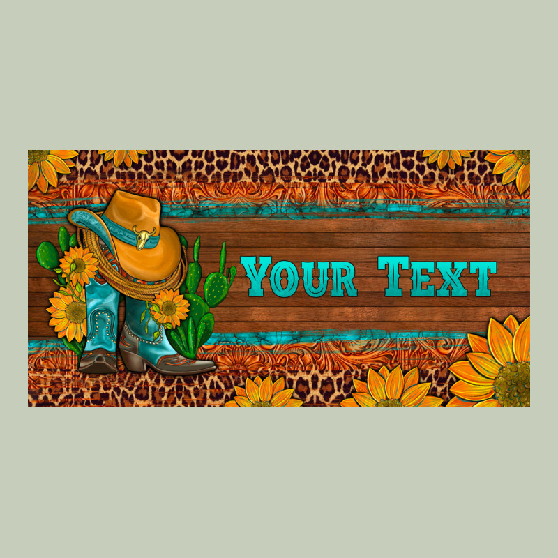 (preview)custom Cowboy Boots Sunflowers And Cactus License Plate Ladies Tee by Artiststas | Teevron