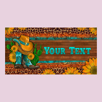 (preview)custom Cowboy Boots Sunflowers And Cactus License Plate Ladies Tee | Teevron