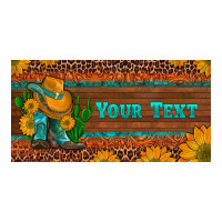 (preview)custom cowboy boots sunflowers and cactus license plate | Teevron