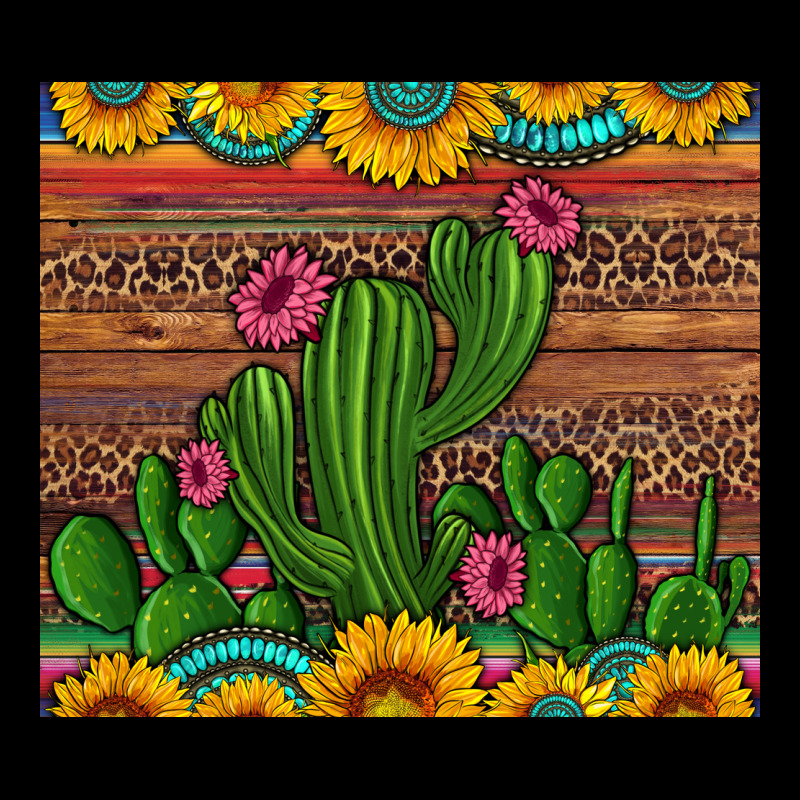 Sunflowers Turquoise Serape Cactus Tumbler Ladies Tee by Artiststas | Teevron