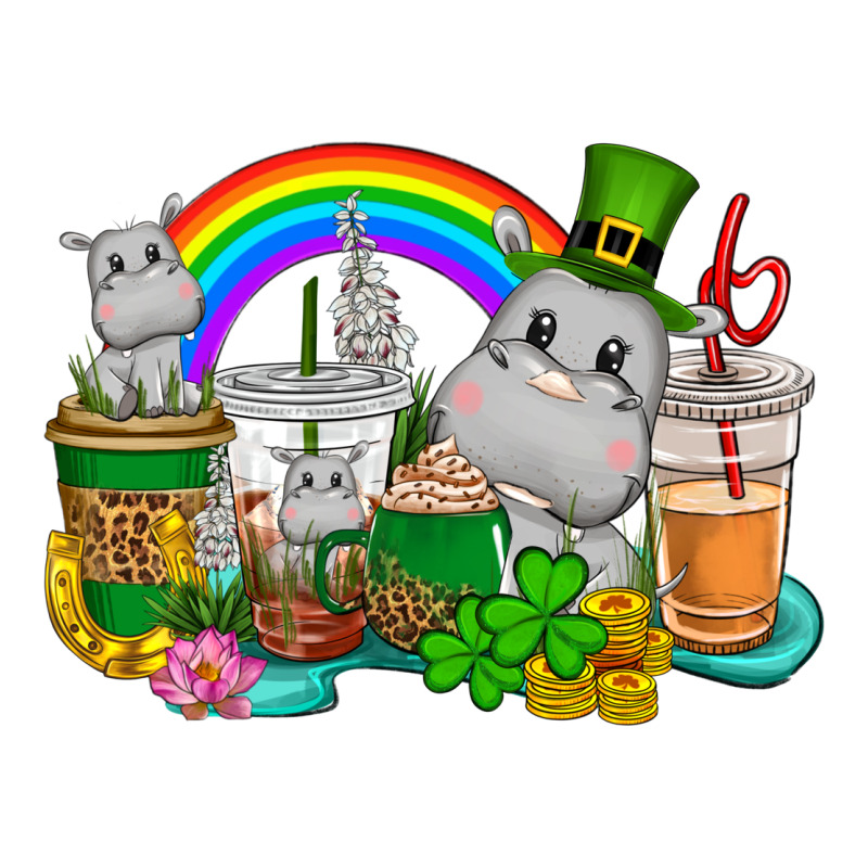 St. Patrick's Hippopotamus Coffee Cups Premium Hoodie by CowGirlArtShop | Teevron