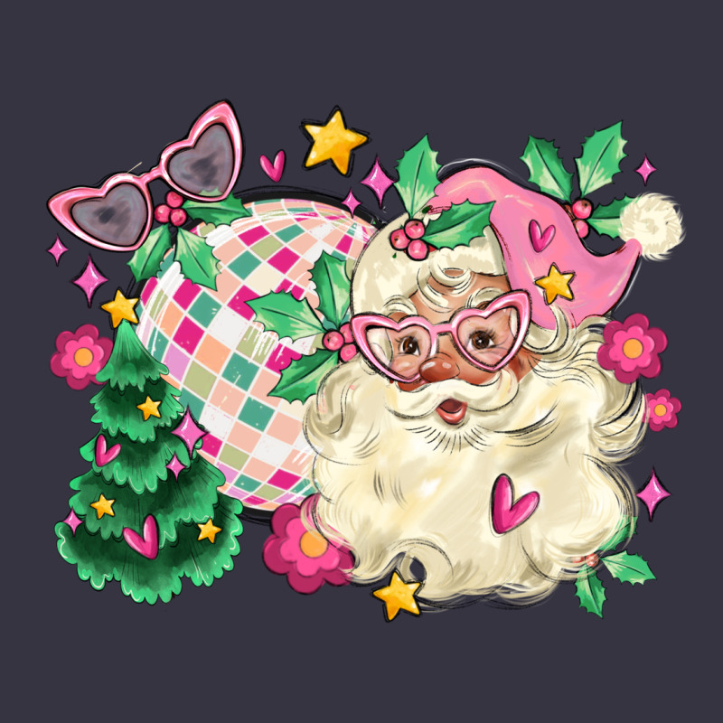 Pink Santa And Disco Ball With Christmas Tree Vintage Hoodie by MaliasSmallBusiness | Teevron