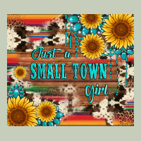 Just A Small Town Girl With Gemstone Sunflower Serape And Cowhide Ladies Tee | Teevron