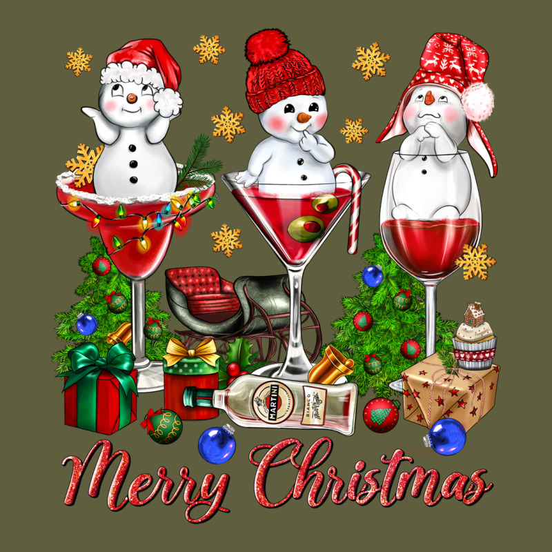 Merry Christmas Wine And Cocktails Vintage Tee by NancyCooperArtShop | Teevron