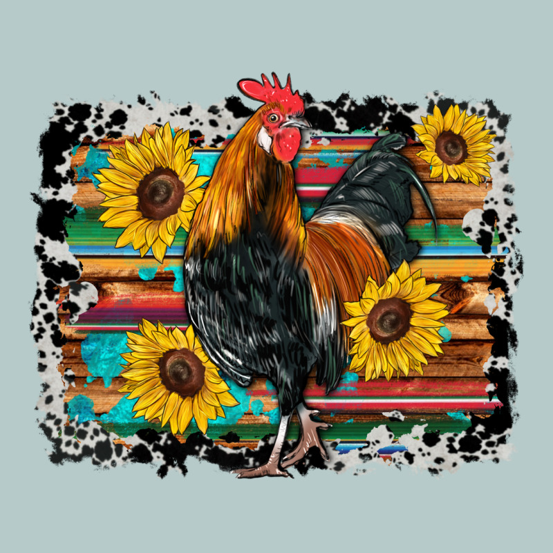 Western Rooster Coop Animals Sunflowers Cowhide Serape Wooden Heavy Core Tee by Artiststas | Teevron